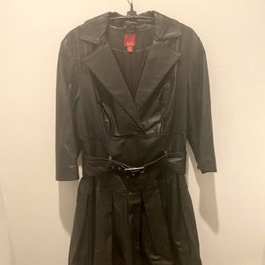 Black leather a-line leather shirt dress